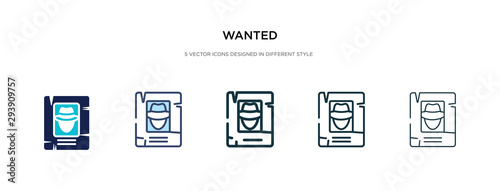 wanted icon in different style vector illustration. two colored and black wanted vector icons designed in filled, outline, line and stroke style can be used for web, mobile, ui