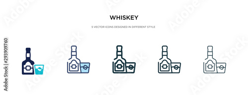whiskey icon in different style vector illustration. two colored and black whiskey vector icons designed in filled, outline, line and stroke style can be used for web, mobile, ui
