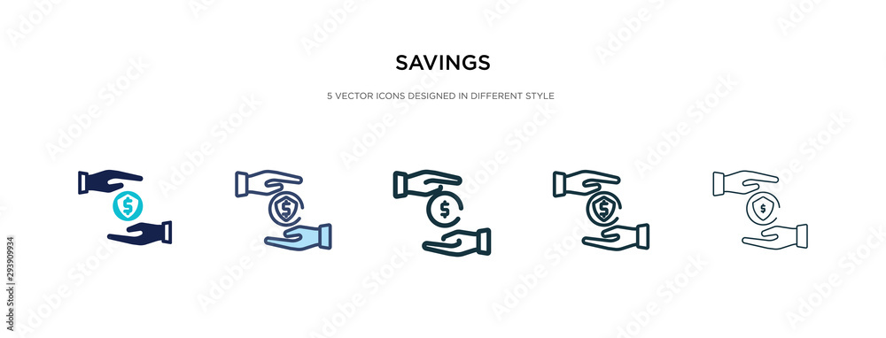 savings icon in different style vector illustration. two colored and black savings vector icons designed in filled, outline, line and stroke style can be used for web, mobile, ui savings icon in different style vector illustration. two colored and black savings vector icons designed in filled, outline, line and stroke style can be used for web, mobile, ui
