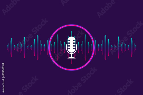 Voice control, recognition voice background. Digital soundwave, voice assistant for music, app, electronics technology background. Assistant conversation sound tech. Authentication sound wave. vector