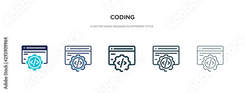 coding icon in different style vector illustration. two colored and black coding vector icons designed in filled, outline, line and stroke style can be used for web, mobile, ui
