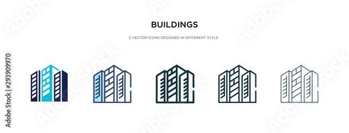 buildings icon in different style vector illustration. two colored and black buildings vector icons designed in filled, outline, line and stroke style can be used for web, mobile, ui