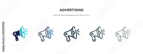 advertising icon in different style vector illustration. two colored and black advertising vector icons designed in filled, outline, line and stroke style can be used for web, mobile, ui photo