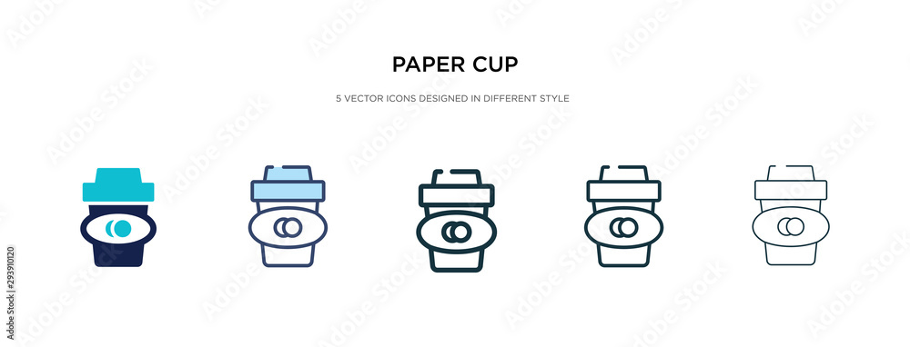 paper cup icon in different style vector illustration. two colored and black paper cup vector icons designed in filled, outline, line and stroke style can be used for web, mobile, ui paper cup icon in different style vector illustration. two colored and black paper cup vector icons designed in filled, outline, line and stroke style can be used for web, mobile, ui