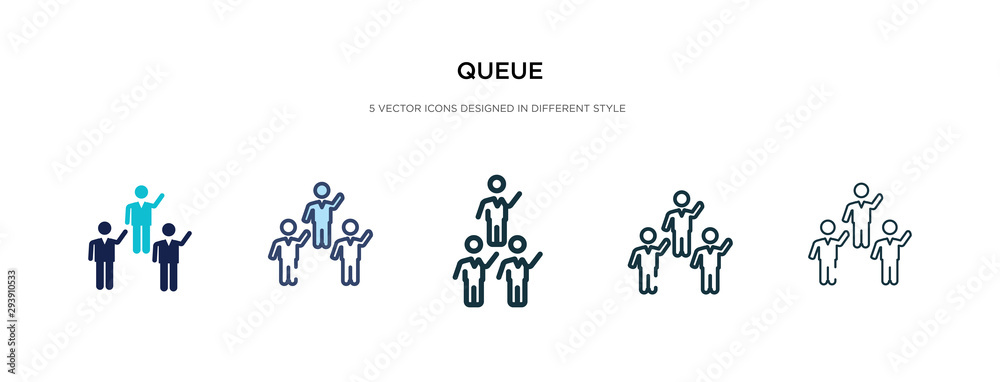 Plakat queue icon in different style vector illustration. two colored and black queue vector icons designed in filled, outline, line and stroke style can be used for web, mobile, ui