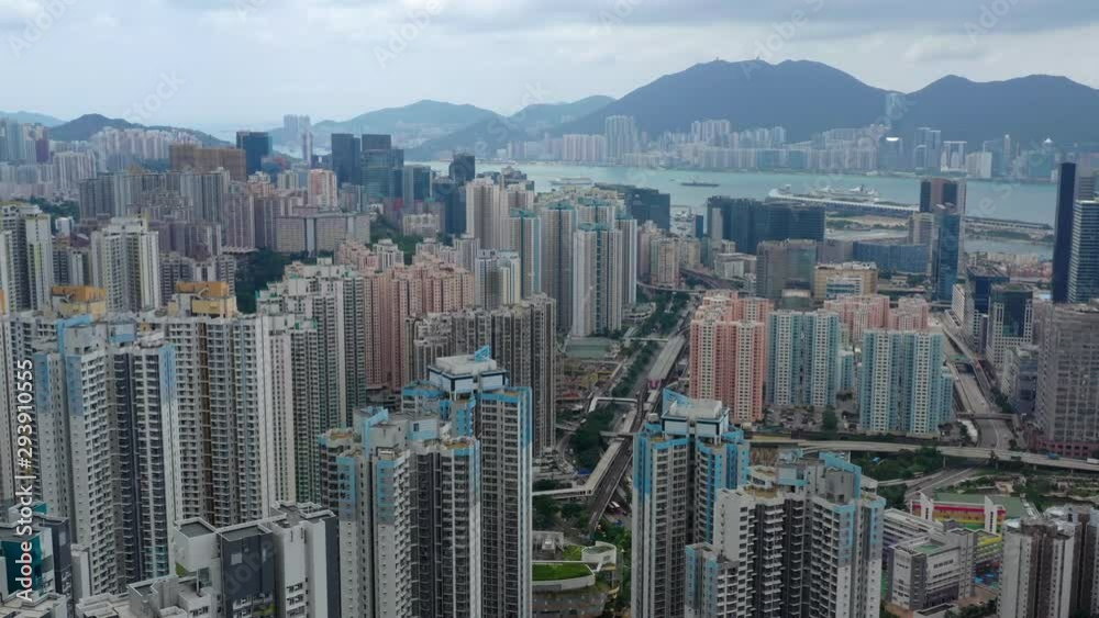 Drone fly over Hong Kong city Drone fly over Hong Kong city