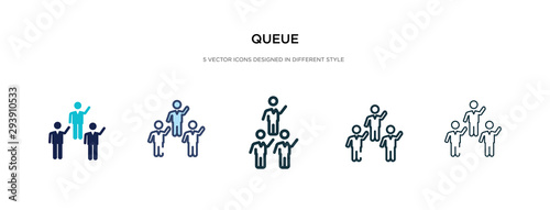 queue icon in different style vector illustration. two colored and black queue vector icons designed in filled  outline  line and stroke style can be used for web  mobile  ui