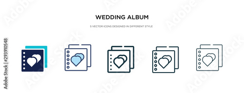 wedding album icon in different style vector illustration. two colored and black wedding album vector icons designed in filled, outline, line and stroke style can be used for web, mobile, ui