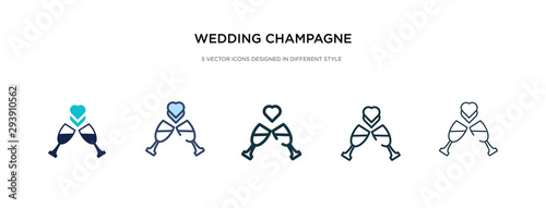 wedding champagne icon in different style vector illustration. two colored and black wedding champagne vector icons designed in filled, outline, line and stroke style can be used for web, mobile, ui