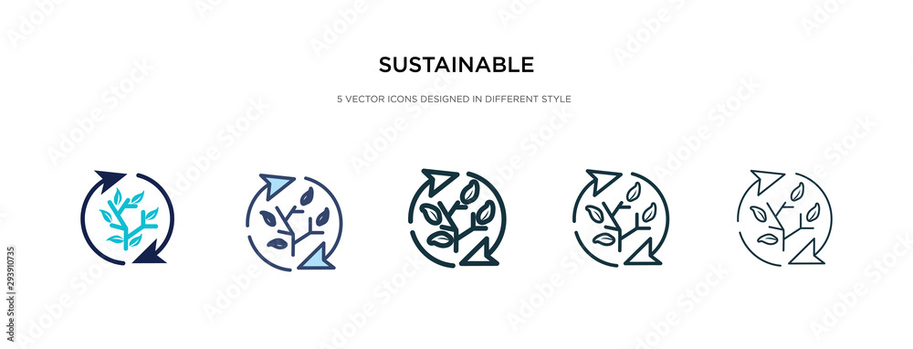 sustainable icon in different style vector illustration. two colored and black sustainable vector icons designed in filled, outline, line and stroke style can be used for web, mobile, ui sustainable icon in different style vector illustration. two colored and black sustainable vector icons designed in filled, outline, line and stroke style can be used for web, mobile, ui