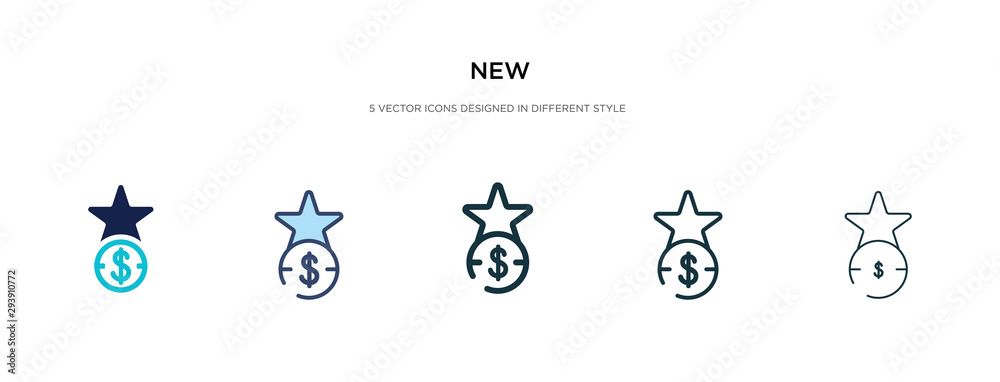 new icon in different style vector illustration. two colored and black new vector icons designed in filled, outline, line and stroke style can be used for web, mobile, ui