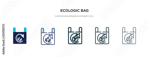 ecologic bag icon in different style vector illustration. two colored and black ecologic bag vector icons designed in filled, outline, line and stroke style can be used for web, mobile, ui