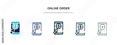 online order icon in different style vector illustration. two colored and black online order vector icons designed in filled, outline, line and stroke style can be used for web, mobile, ui