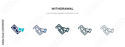 withdrawal icon in different style vector illustration. two colored and black withdrawal vector icons designed in filled, outline, line and stroke style can be used for web, mobile, ui