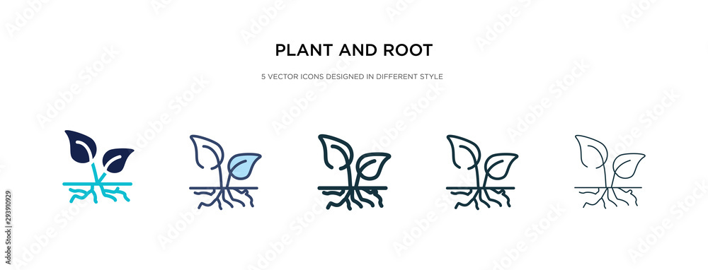 plant and root icon in different style vector illustration. two colored and black plant and root vector icons designed in filled, outline, line stroke style can be used for web, mobile, ui plant and root icon in different style vector illustration. two colored and black plant and root vector icons designed in filled, outline, line stroke style can be used for web, mobile, ui