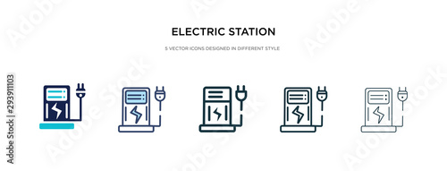 electric station icon in different style vector illustration. two colored and black electric station vector icons designed in filled, outline, line and stroke style can be used for web, mobile, ui