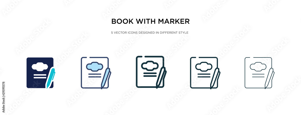 book with marker icon in different style vector illustration. two colored and black book with marker vector icons designed in filled, outline, line and stroke style can be used for web, mobile, ui book with marker icon in different style vector illustration. two colored and black book with marker vector icons designed in filled, outline, line and stroke style can be used for web, mobile, ui