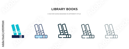 library books icon in different style vector illustration. two colored and black library books vector icons designed in filled, outline, line and stroke style can be used for web, mobile, ui
