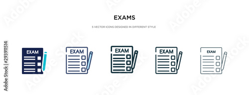 exams icon in different style vector illustration. two colored and black exams vector icons designed in filled, outline, line and stroke style can be used for web, mobile, ui photo