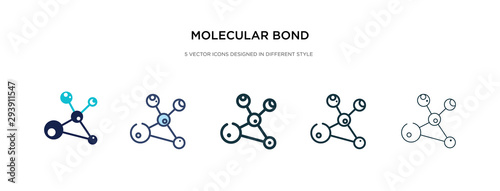 molecular bond icon in different style vector illustration. two colored and black molecular bond vector icons designed in filled, outline, line and stroke style can be used for web, mobile, ui