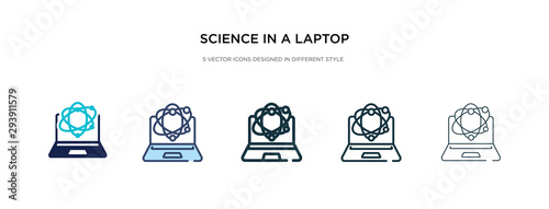 science in a laptop icon in different style vector illustration. two colored and black science in a laptop vector icons designed filled, outline, line and stroke style can be used for web, mobile,