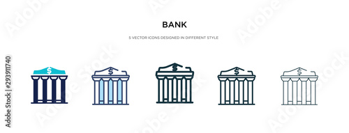 Fotografia bank icon in different style vector illustration