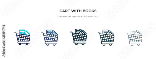 cart with books icon in different style vector illustration. two colored and black cart with books vector icons designed in filled, outline, line and stroke style can be used for web, mobile, ui