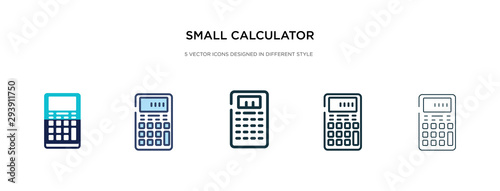 small calculator icon in different style vector illustration. two colored and black small calculator vector icons designed in filled, outline, line and stroke style can be used for web, mobile, ui