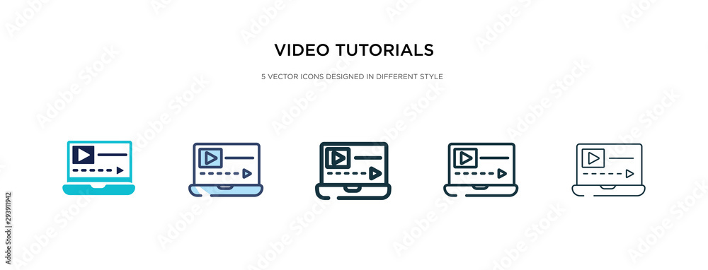 video tutorials icon in different style vector illustration. two colored and black video tutorials vector icons designed in filled, outline, line and stroke style can be used for web, mobile, ui