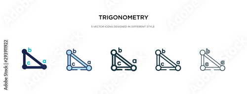 trigonometry icon in different style vector illustration. two colored and black trigonometry vector icons designed in filled, outline, line and stroke style can be used for web, mobile, ui