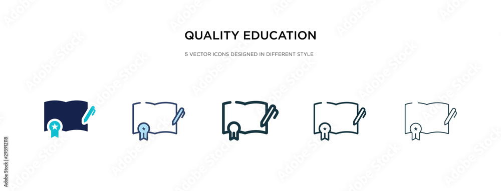 quality education icon in different style vector illustration. two colored and black quality education vector icons designed in filled, outline, line and stroke style can be used for web, mobile, ui quality education icon in different style vector illustration. two colored and black quality education vector icons designed in filled, outline, line and stroke style can be used for web, mobile, ui