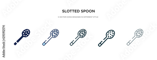 slotted spoon icon in different style vector illustration. two colored and black slotted spoon vector icons designed in filled, outline, line and stroke style can be used for web, mobile, ui