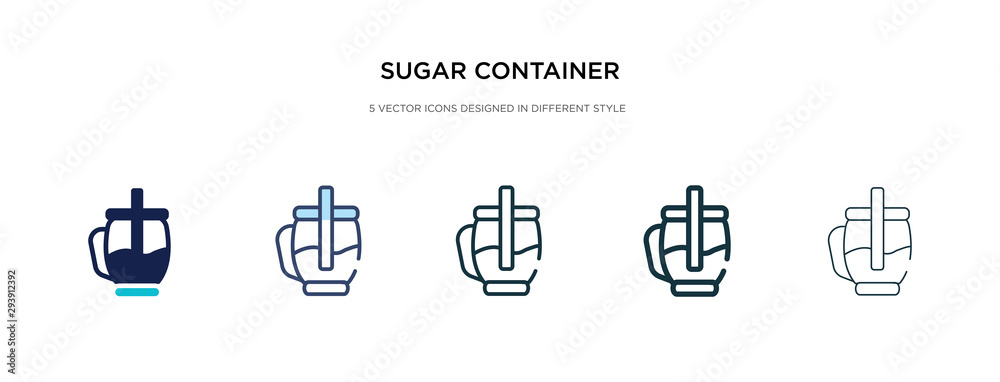 sugar container icon in different style vector illustration. two colored and black sugar container vector icons designed in filled, outline, line and stroke style can be used for web, mobile, ui sugar container icon in different style vector illustration. two colored and black sugar container vector icons designed in filled, outline, line and stroke style can be used for web, mobile, ui