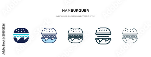 hamburguer icon in different style vector illustration. two colored and black hamburguer vector icons designed in filled, outline, line and stroke style can be used for web, mobile, ui