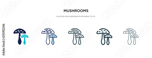 mushrooms icon in different style vector illustration. two colored and black mushrooms vector icons designed in filled, outline, line and stroke style can be used for web, mobile, ui