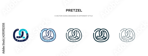pretzel icon in different style vector illustration. two colored and black pretzel vector icons designed in filled, outline, line and stroke style can be used for web, mobile, ui