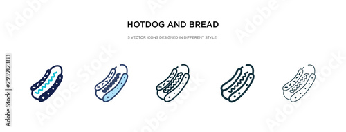 hotdog and bread icon in different style vector illustration. two colored and black hotdog and bread vector icons designed in filled, outline, line stroke style can be used for web, mobile, ui