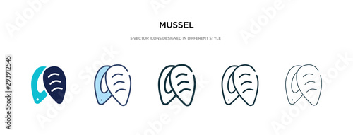 mussel icon in different style vector illustration. two colored and black mussel vector icons designed in filled, outline, line and stroke style can be used for web, mobile, ui