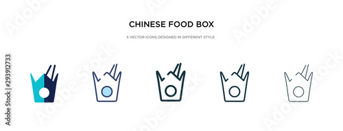 chinese food box icon in different style vector illustration. two colored and black chinese food box vector icons designed in filled, outline, line and stroke style can be used for web, mobile, ui
