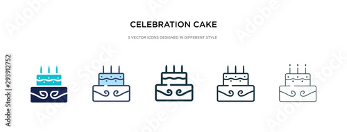 celebration cake icon in different style vector illustration. two colored and black celebration cake vector icons designed in filled, outline, line and stroke style can be used for web, mobile, ui