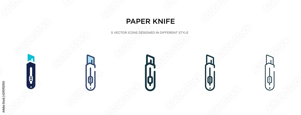 paper knife icon in different style vector illustration. two colored and black paper knife vector icons designed in filled, outline, line and stroke style can be used for web, mobile, ui