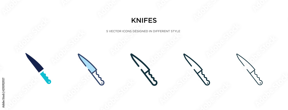 knifes icon in different style vector illustration. two colored and black knifes vector icons designed in filled, outline, line and stroke style can be used for web, mobile, ui knifes icon in different style vector illustration. two colored and black knifes vector icons designed in filled, outline, line and stroke style can be used for web, mobile, ui