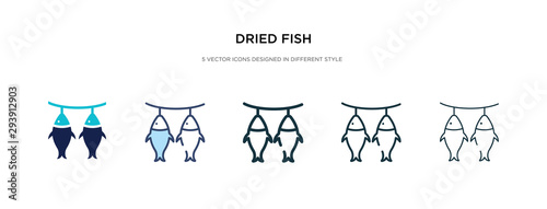 dried fish icon in different style vector illustration. two colored and black dried fish vector icons designed in filled, outline, line and stroke style can be used for web, mobile, ui