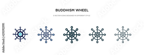 buddhism wheel icon in different style vector illustration. two colored and black buddhism wheel vector icons designed in filled, outline, line and stroke style can be used for web, mobile, ui