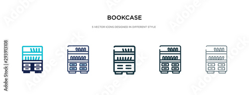 bookcase icon in different style vector illustration. two colored and black bookcase vector icons designed in filled, outline, line and stroke style can be used for web, mobile, ui