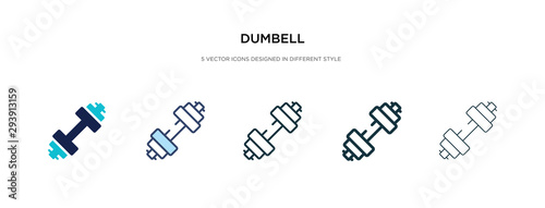 dumbell icon in different style vector illustration. two colored and black dumbell vector icons designed in filled, outline, line and stroke style can be used for web, mobile, ui