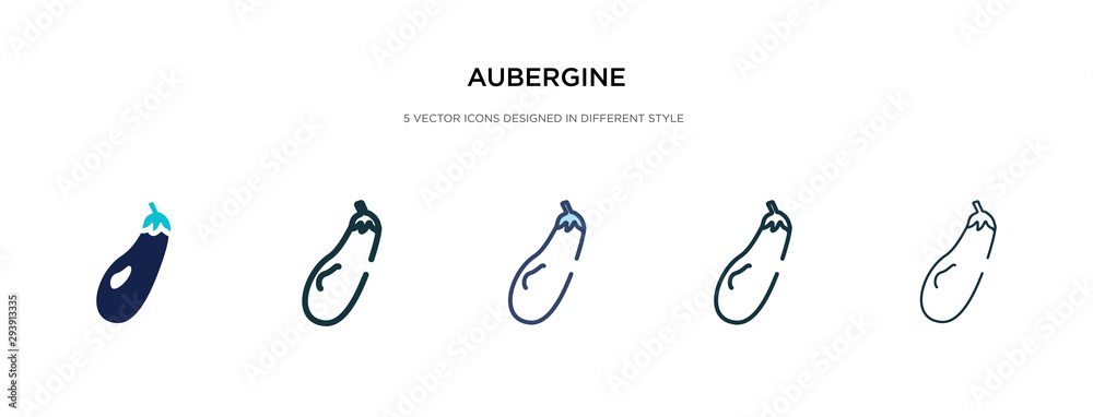 aubergine icon in different style vector illustration. two colored and black aubergine vector icons designed in filled, outline, line and stroke style can be used for web, mobile, ui aubergine icon in different style vector illustration. two colored and black aubergine vector icons designed in filled, outline, line and stroke style can be used for web, mobile, ui