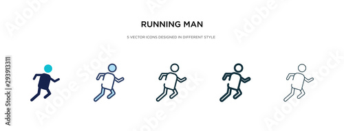 running man icon in different style vector illustration. two colored and black running man vector icons designed in filled  outline  line and stroke style can be used for web  mobile  ui