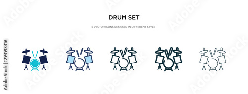 drum set icon in different style vector illustration. two colored and black drum set vector icons designed in filled, outline, line and stroke style can be used for web, mobile, ui