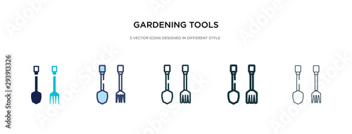 gardening tools icon in different style vector illustration. two colored and black gardening tools vector icons designed in filled, outline, line and stroke style can be used for web, mobile, ui
